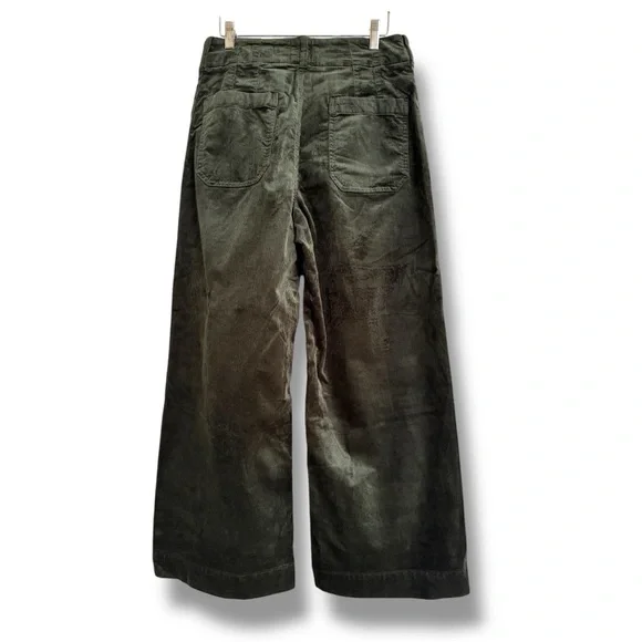 Anthropologie The Colette Corduroy Crop Wide-Leg Pants by Maeve Green Size 30